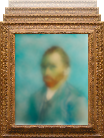 Portrait de Vincent Van Gogh avec la vue d’une personne ayant un glaucome ou une rétinopathie diabétique