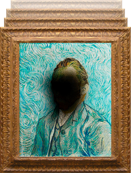 Portrait de Vincent Van Gogh avec la vue d’une personne ayant une DMLA (Dégénérescence Maculaire Liée à l’Age)