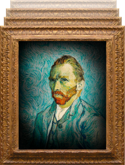Portrait de Vincent Van Gogh avec la vue d’une personne ayant une rétinopathie pigmentaire